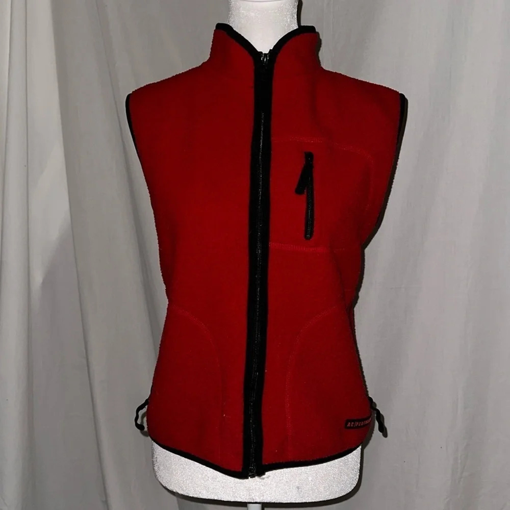 Vintage American Eagle Fleece Vest Red Full Zip Outdoor Hiking boys medium